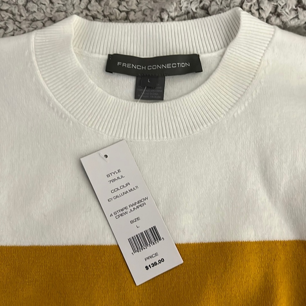 French Connection Babysoft Stripe Sweater NWT size L